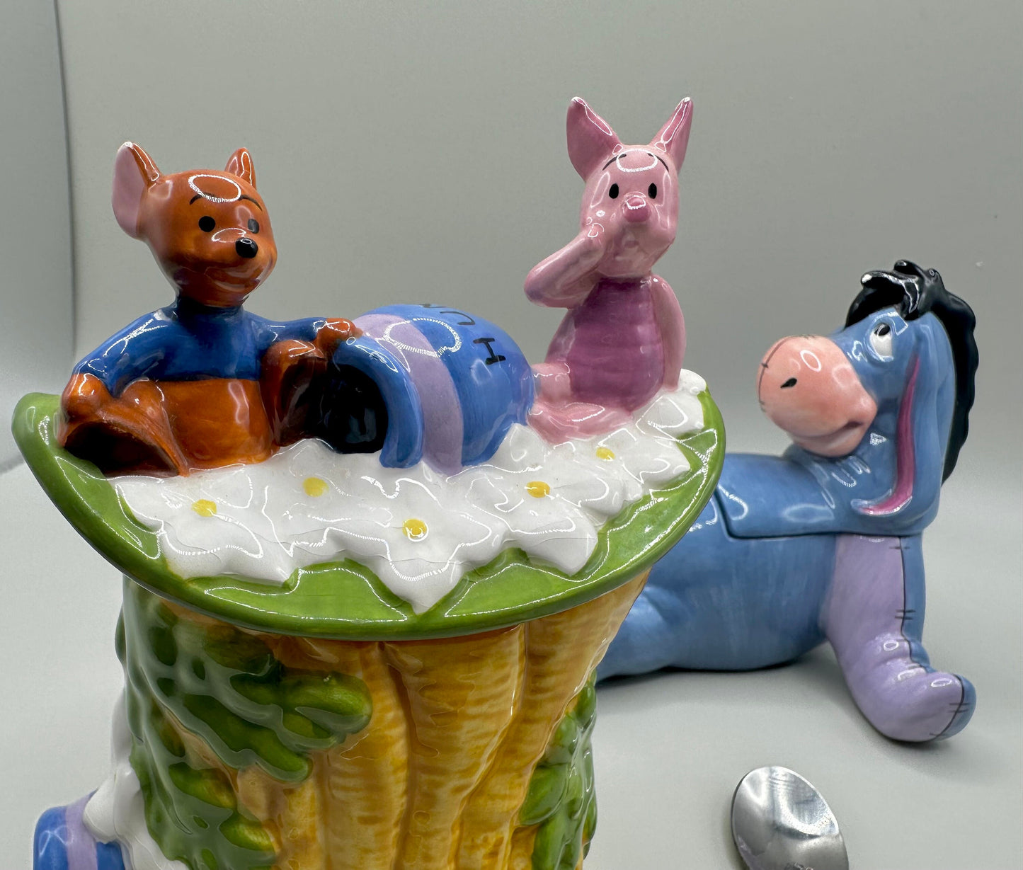 Eeyore and Piglet/Roo Winnie the Pooh Disney Sugar Bowl and Creamer Ceramic Set Vintage