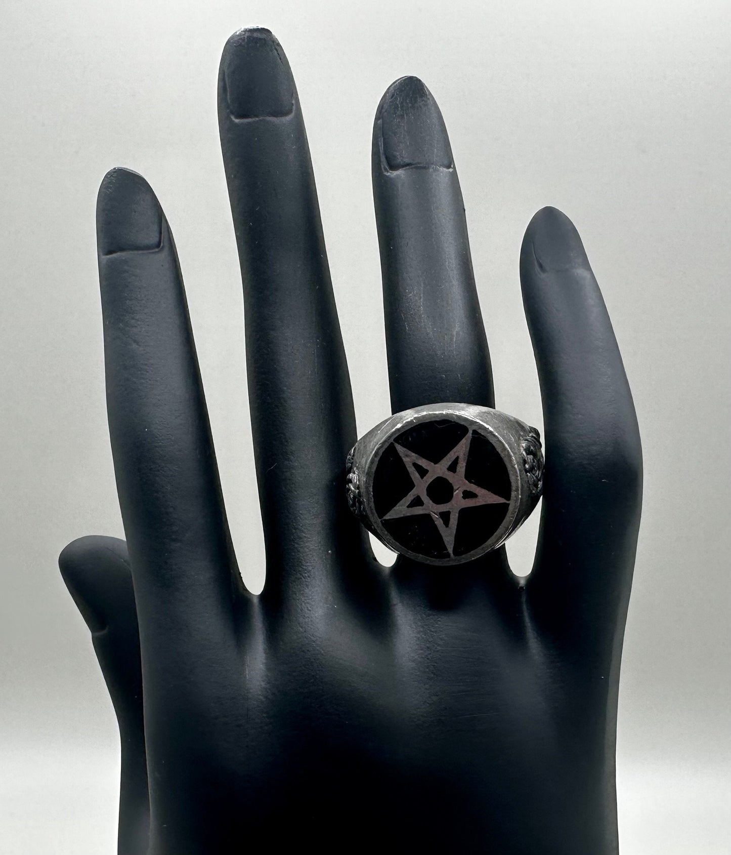 Alchemy of England Pentagram Rose Punk Goth Ring 90s Vintage Size 12