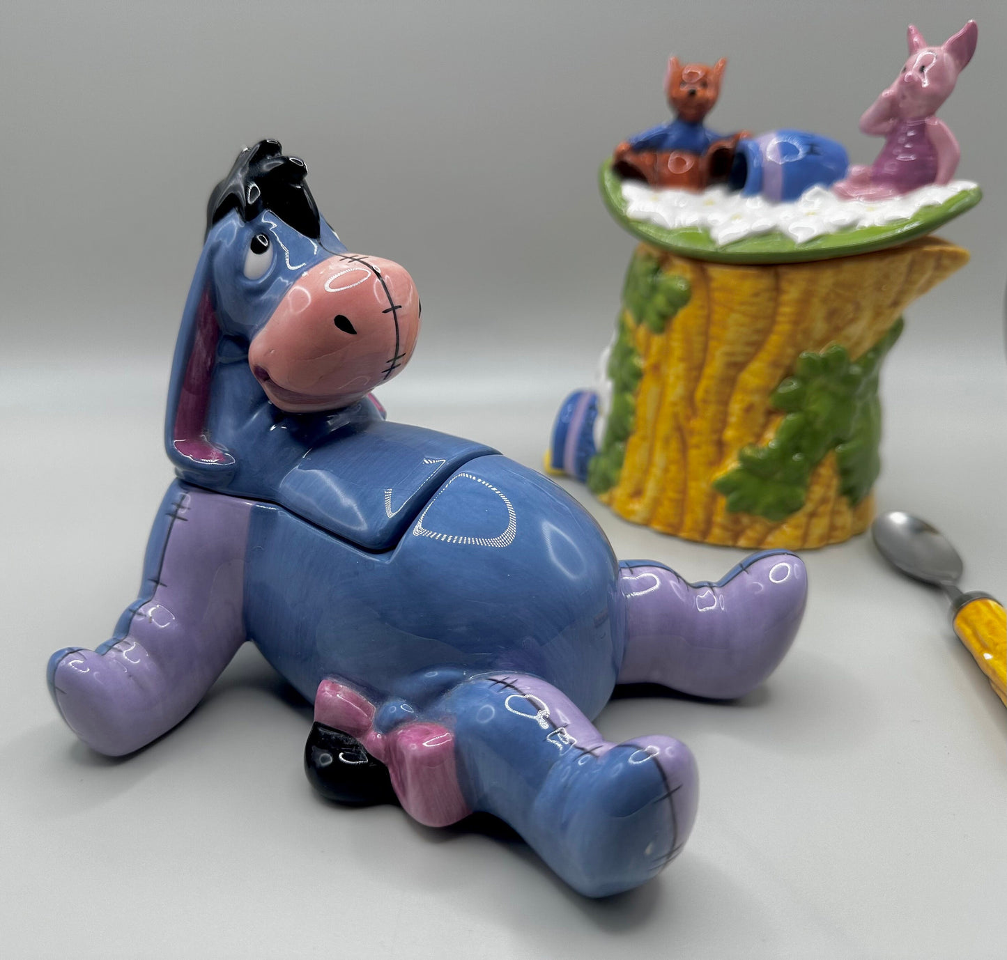 Eeyore and Piglet/Roo Winnie the Pooh Disney Sugar Bowl and Creamer Ceramic Set Vintage